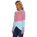 Very Peri T- Shirt Large Very Peri Pattern T- Shirt Long Sleeve Crew Neck Pullover Top View2