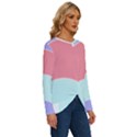 Very Peri T- Shirt Large Very Peri Pattern T- Shirt Long Sleeve Crew Neck Pullover Top View3