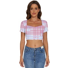 Very Peri T- Shirt V E R Y P E R I C R I S S C R O S S T- Shirt Short Sleeve Square Neckline Crop Top 