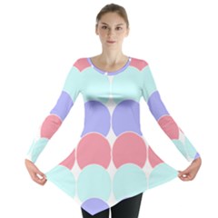 Very Peri T- Shirtvery Peri Geometric Circles T- Shirt Long Sleeve Tunic  by maxcute