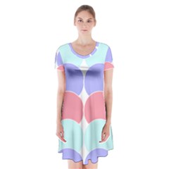 Very Peri T- Shirtvery Peri Geometric Circles T- Shirt Short Sleeve V-neck Flare Dress by maxcute