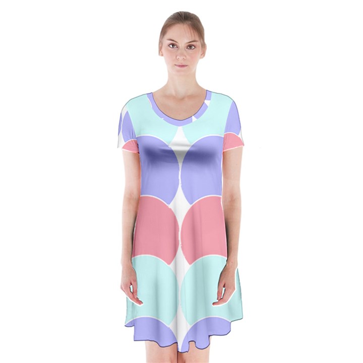 Very Peri T- Shirtvery Peri Geometric Circles T- Shirt Short Sleeve V-neck Flare Dress