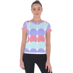 Very Peri T- Shirtvery Peri Geometric Circles T- Shirt Short Sleeve Sports Top  by maxcute