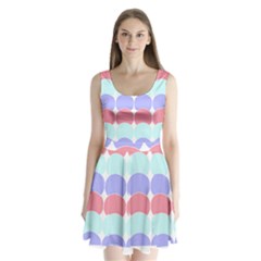 Very Peri T- Shirtvery Peri Geometric Circles T- Shirt Split Back Mini Dress  by maxcute