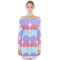 Very Peri T- Shirtvery Peri Geometric Circles T- Shirt Long Sleeve Off Shoulder Dress by maxcute