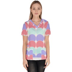 Very Peri T- Shirtvery Peri Geometric Circles T- Shirt Women s V-neck Scrub Top by maxcute