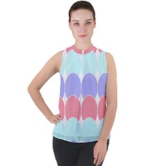 Very Peri T- Shirtvery Peri Geometric Circles T- Shirt Mock Neck Chiffon Sleeveless Top by maxcute