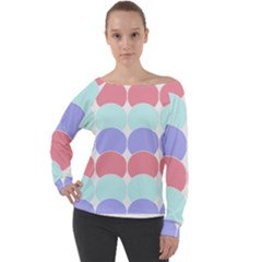 Very Peri T- Shirtvery Peri Geometric Circles T- Shirt Off Shoulder Long Sleeve Velour Top by maxcute