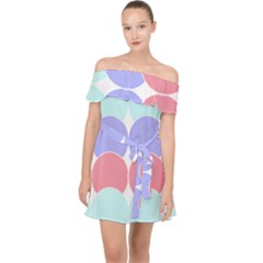 Very Peri T- Shirtvery Peri Geometric Circles T- Shirt Off Shoulder Chiffon Dress by maxcute