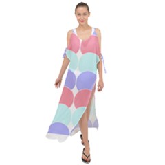 Very Peri T- Shirtvery Peri Geometric Circles T- Shirt Maxi Chiffon Cover Up Dress by maxcute