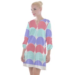 Very Peri T- Shirtvery Peri Geometric Circles T- Shirt Open Neck Shift Dress by maxcute