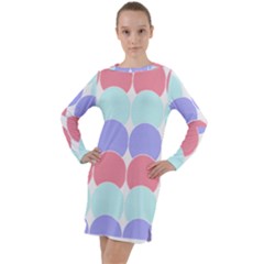 Very Peri T- Shirtvery Peri Geometric Circles T- Shirt Long Sleeve Hoodie Dress