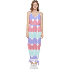 Very Peri T- Shirtvery Peri Geometric Circles T- Shirt Sleeveless Tie Ankle Chiffon Jumpsuit by maxcute