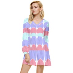 Very Peri T- Shirtvery Peri Geometric Circles T- Shirt Tiered Long Sleeve Mini Dress by maxcute