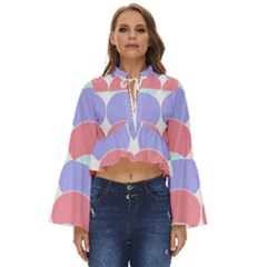 Very Peri T- Shirtvery Peri Geometric Circles T- Shirt Boho Long Bell Sleeve Top