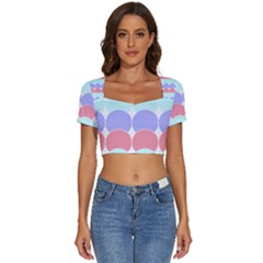 Very Peri T- Shirtvery Peri Geometric Circles T- Shirt Short Sleeve Square Neckline Crop Top 