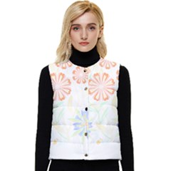 Vintage Flowers T- Shirt Vintage Flowers And Bees T- Shirt Women s Short Button Up Puffer Vest