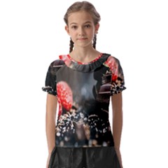 Chocolate Dark Kids  Frill Chiffon Blouse