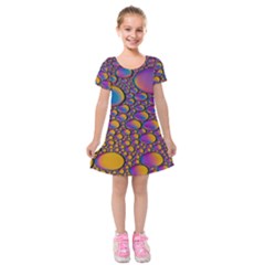 Bubble Color Kids  Short Sleeve Velvet Dress by artworkshop