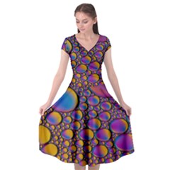 Bubble Color Cap Sleeve Wrap Front Dress by artworkshop