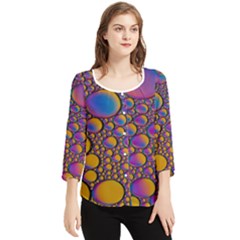 Bubble Color Chiffon Quarter Sleeve Blouse by artworkshop