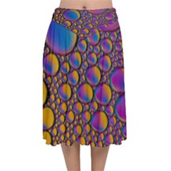 Bubble Color Velvet Flared Midi Skirt by artworkshop