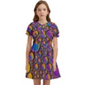 Bubble color Kids  Bow Tie Puff Sleeve Dress View1