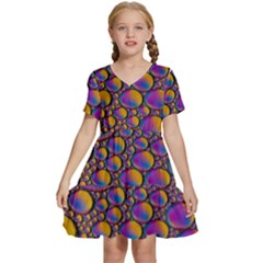 Bubble Color Kids  Short Sleeve Tiered Mini Dress by artworkshop