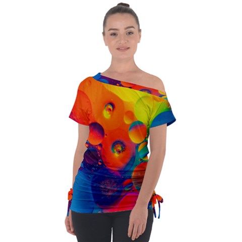 Colorfull Pattern Off Shoulder Tie-up Tee by artworkshop