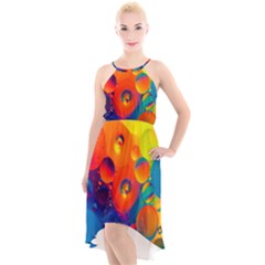 Colorfull Pattern High-low Halter Chiffon Dress  by artworkshop