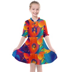 Colorfull Pattern Kids  All Frills Chiffon Dress by artworkshop