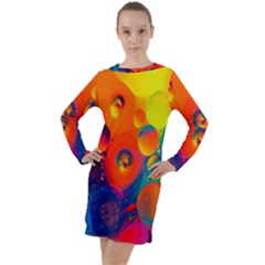 Colorfull Pattern Long Sleeve Hoodie Dress by artworkshop