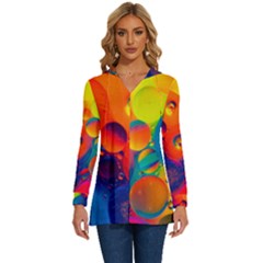 Colorfull Pattern Long Sleeve Drawstring Hooded Top by artworkshop