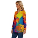 Colorfull pattern Long Sleeve Drawstring Hooded Top View2