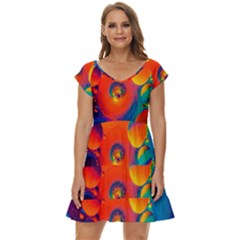 Colorfull Pattern Short Sleeve Tiered Mini Dress by artworkshop