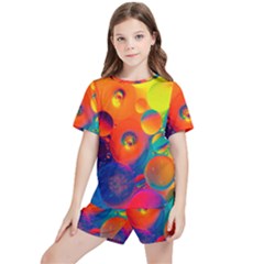 Colorfull Pattern Kids  Tee And Sports Shorts Set by artworkshop