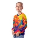 Colorfull pattern Kids  Long Sleeve Tee with Frill  View2