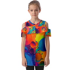 Colorfull Pattern Fold Over Open Sleeve Top by artworkshop