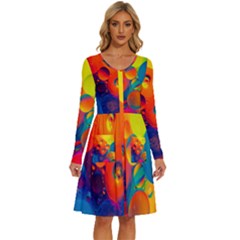 Colorfull Pattern Long Sleeve Dress With Pocket by artworkshop