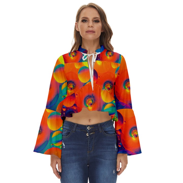 Colorfull pattern Boho Long Bell Sleeve Top