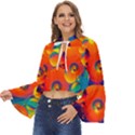 Colorfull pattern Boho Long Bell Sleeve Top View2