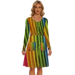  Colorful Illustrations Long Sleeve Dress With Pocket by artworkshop