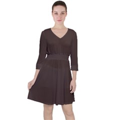 Mahogany Muse Quarter Sleeve Ruffle Waist Dress by HWDesign