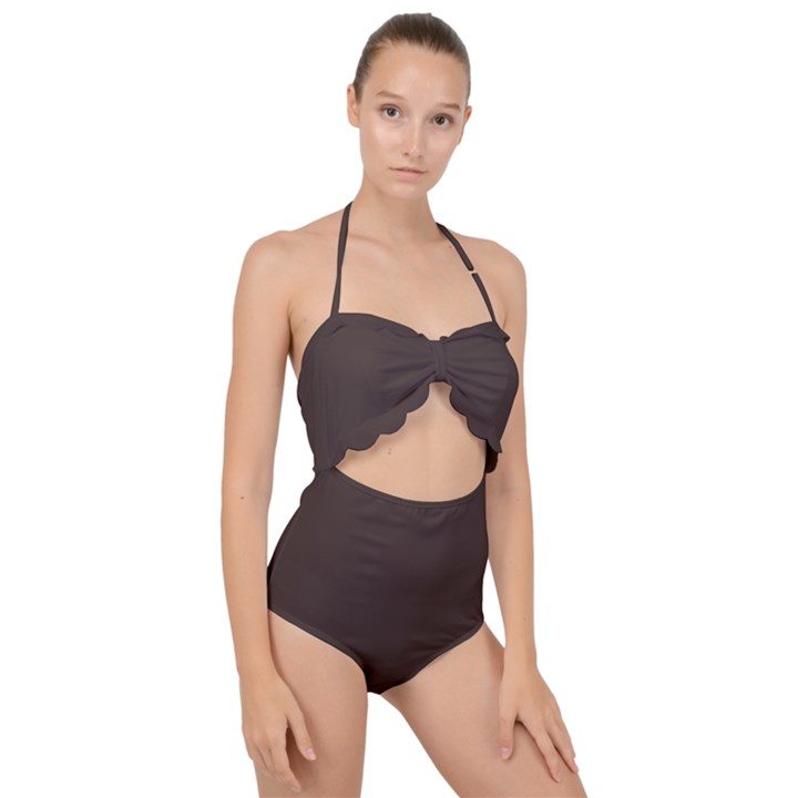 Mahogany Muse Scallop Top Cut Out Swimsuit