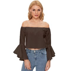 Mahogany Muse Off Shoulder Flutter Bell Sleeve Top by HWDesign