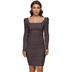 Mahogany Muse Women Long Sleeve Ruched Stretch Jersey Dress by HWDesign