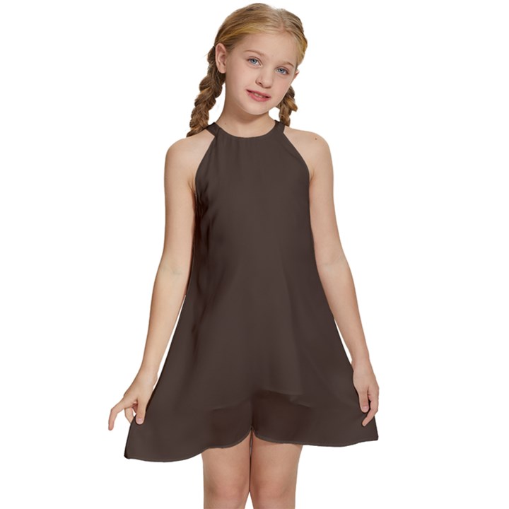 Mahogany Muse Kids  Halter Collar Waist Tie Chiffon Dress