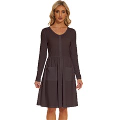 Mahogany Muse Long Sleeve Dress With Pocket by HWDesign