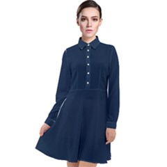 Sapphire Elegance Long Sleeve Chiffon Shirt Dress by HWDesign