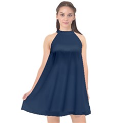 Sapphire Elegance Halter Neckline Chiffon Dress  by HWDesign